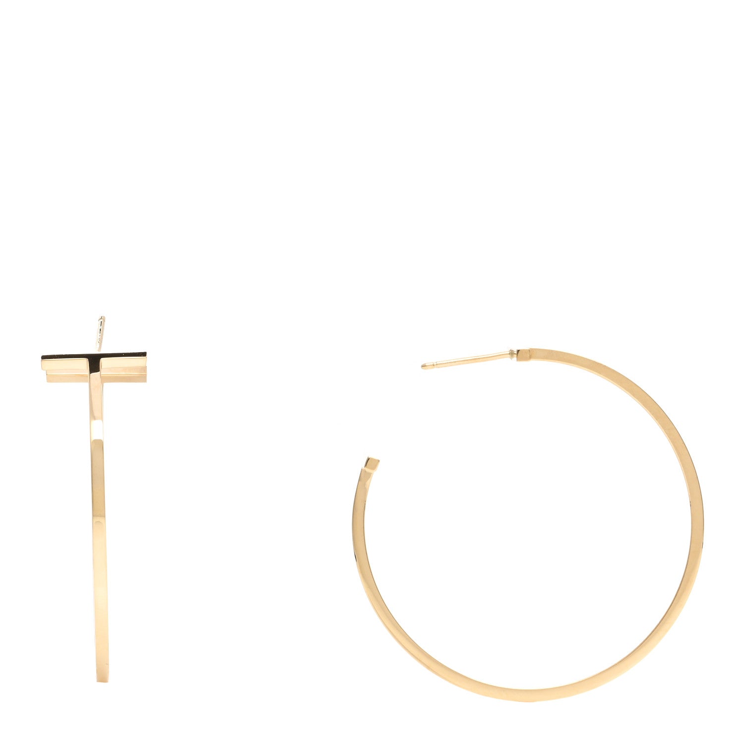 Tiffany 18K Yellow Gold Extra Large T Wire Hoop Earrings 1 of 3