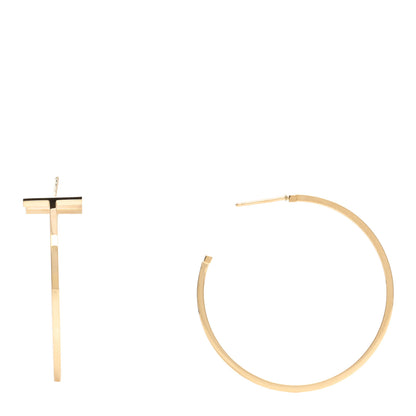 Tiffany 18K Yellow Gold Extra Large T Wire Hoop Earrings 1 of 3