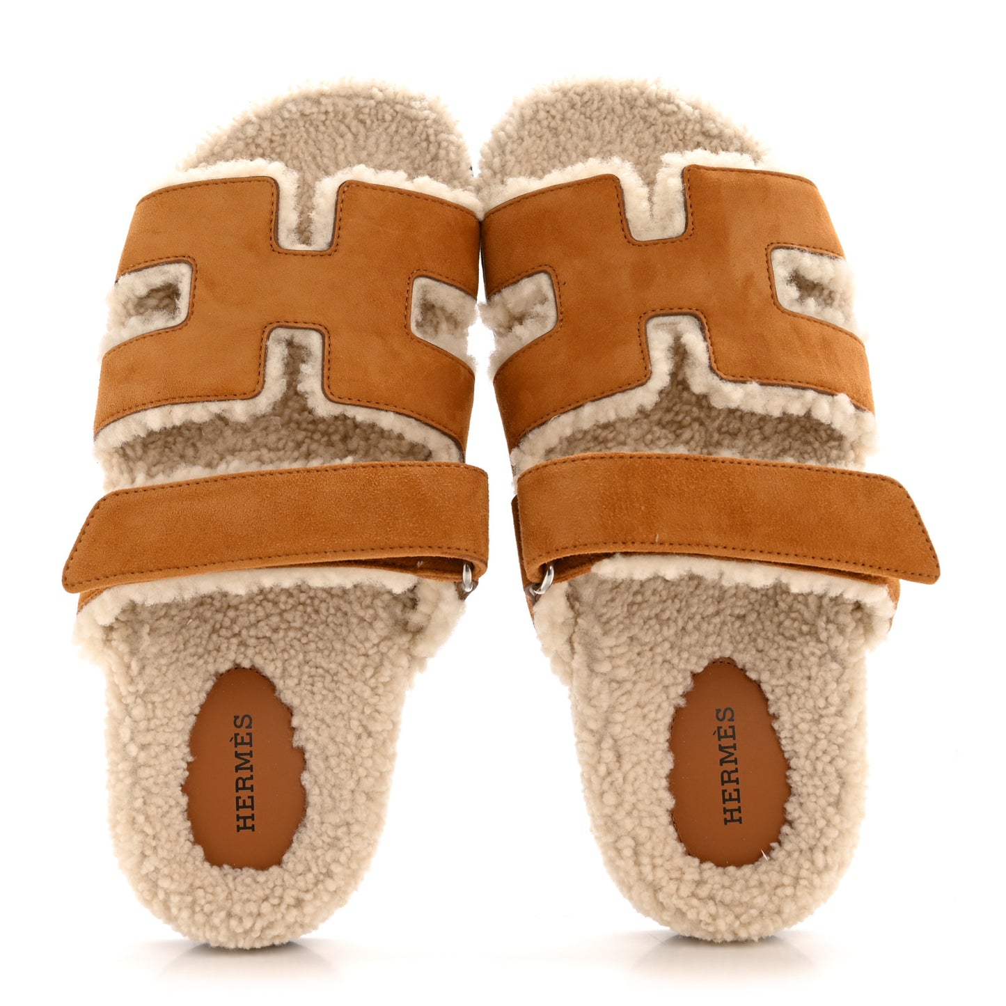 Suede Goatskin Woolskin Womens Chypre Sandals 39 Brun Fume Ecru