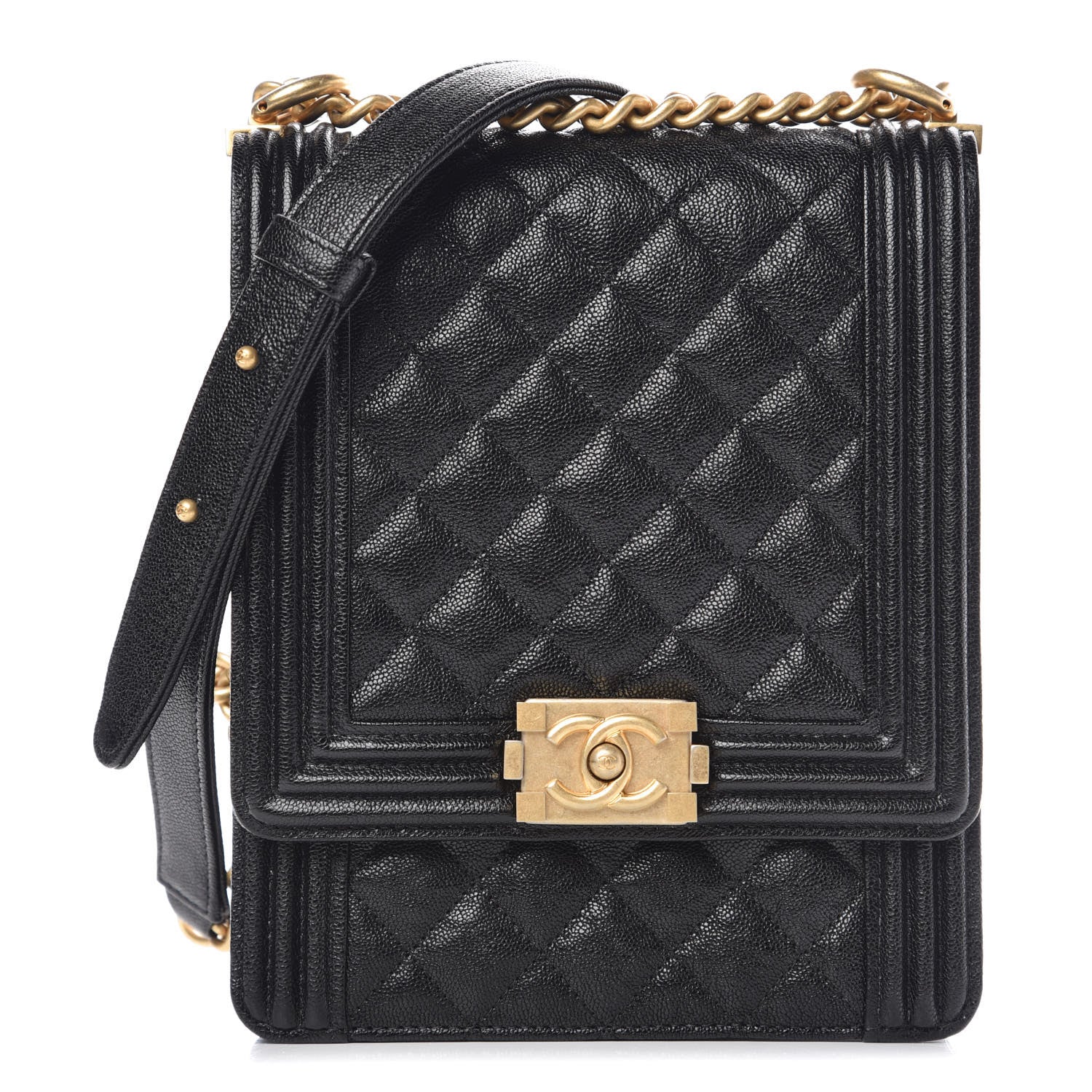 Chanel Caviar Quilted North South Boy Flap Black 1 of 9