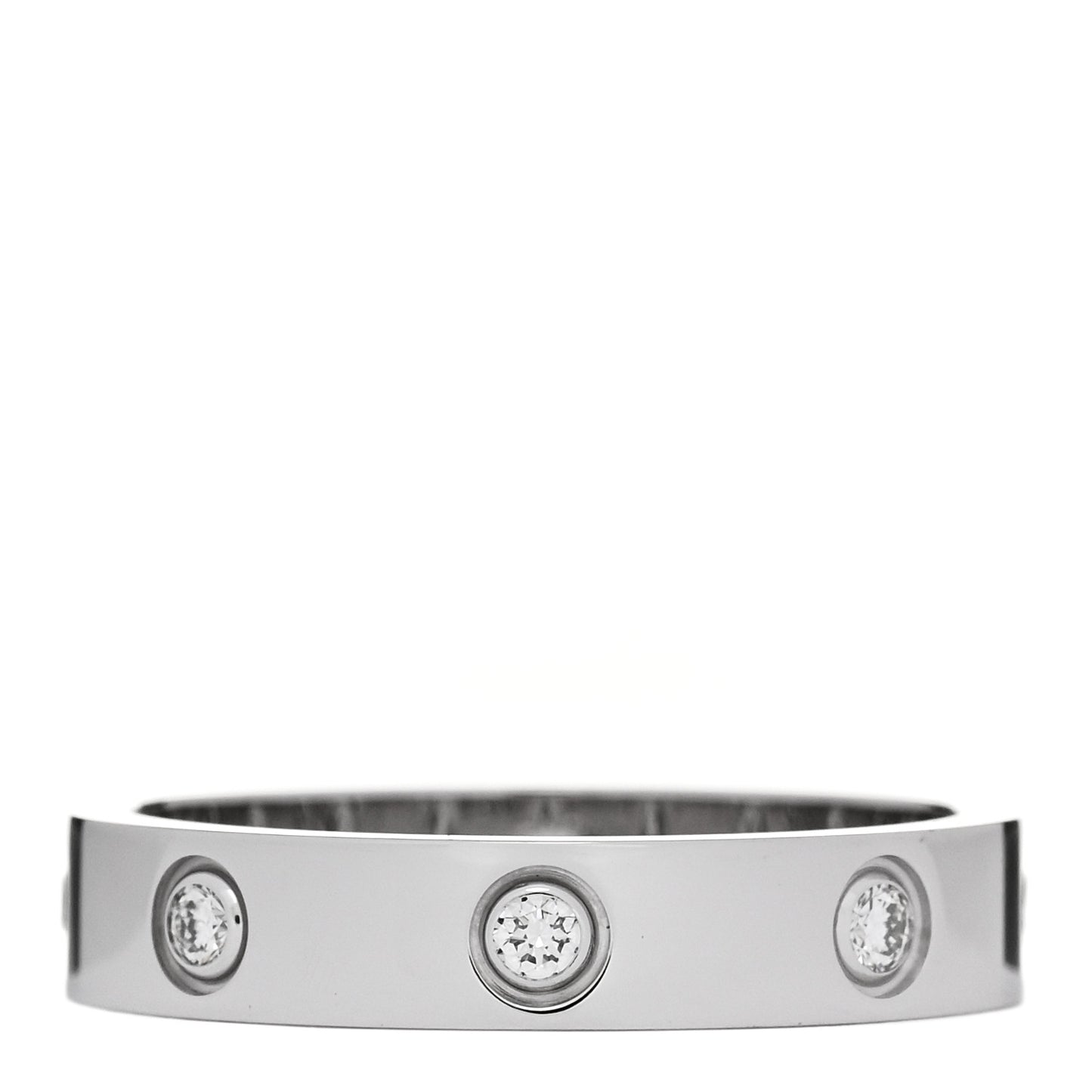 18K White Gold 8 Diamond 4mm LOVE Wedding Band Ring 54 6.75