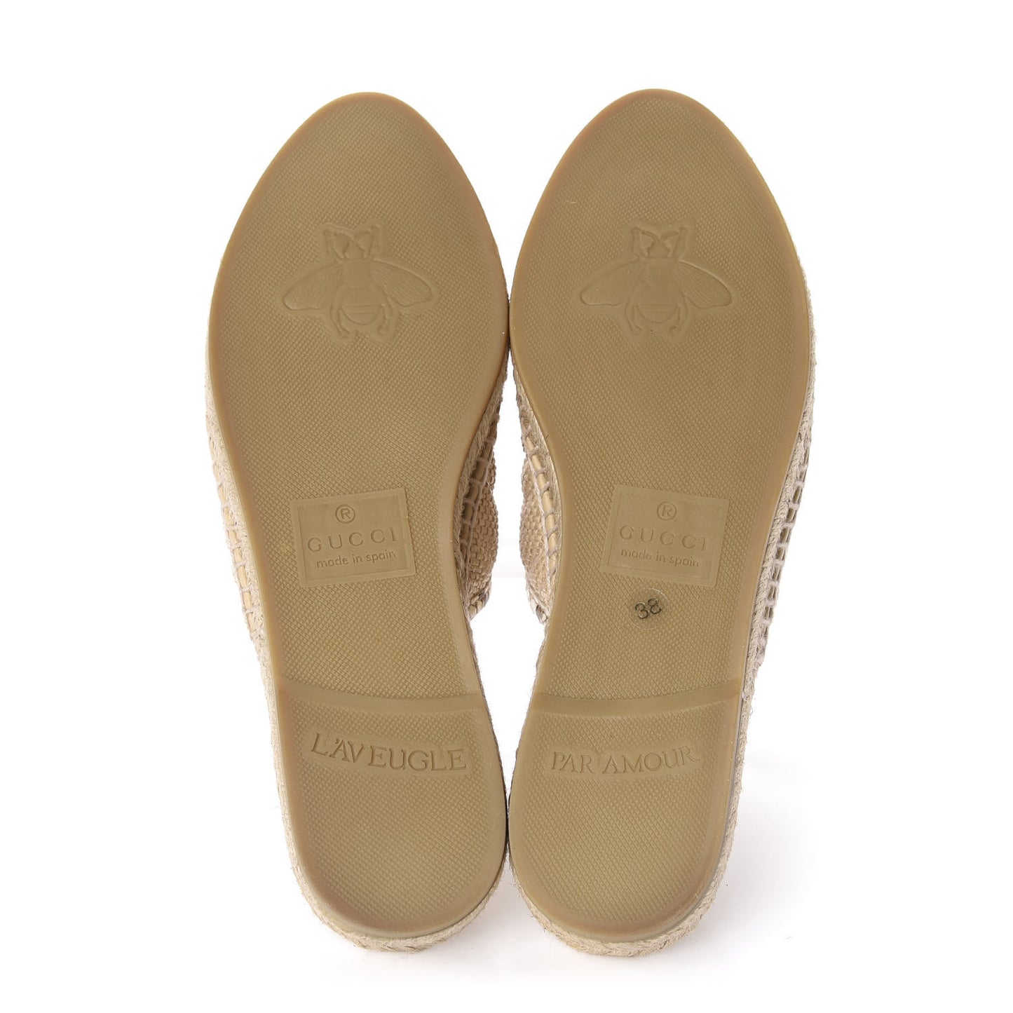 Straw Elaphe Matelasse GG Marmont Espadrille Slippers 38 Natural Cream Brown