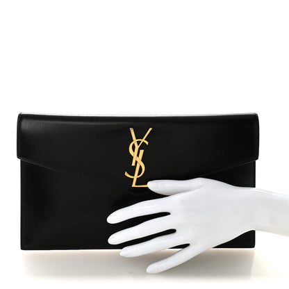 Saint Laurent Smooth Shiny Calfskin Monogram Uptown Pouch Black 2 of 6