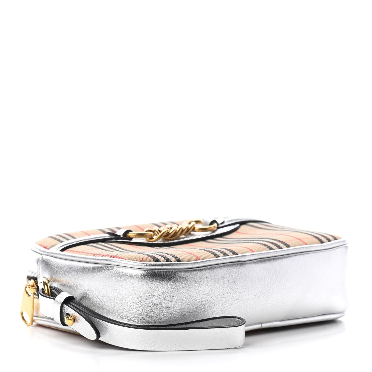 Burberry Metallic Smooth Calfskin 1983 Knight Check Link Bum Bag Silver 4 of 8