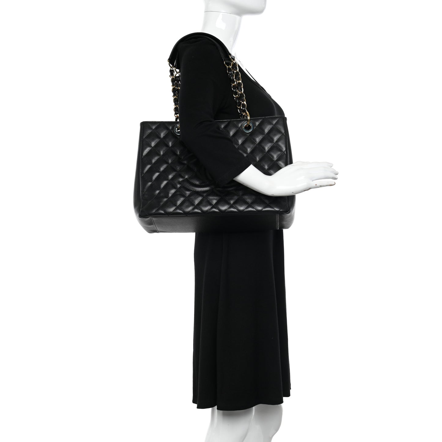 Caviar Quilted Grand Shopping Tote GST Black