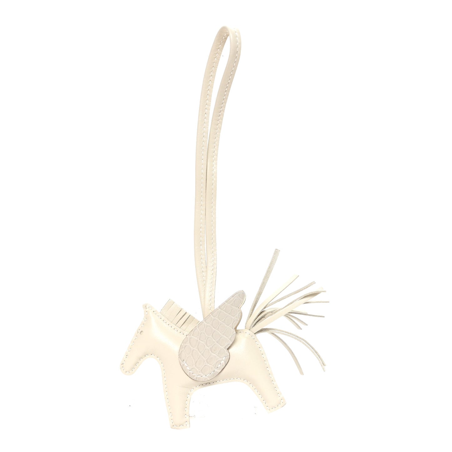 Milo Lambskin Matte Alligator Touch Grigri Rodeo Pegase Horse Bag Charm PM Craie Nata Beton