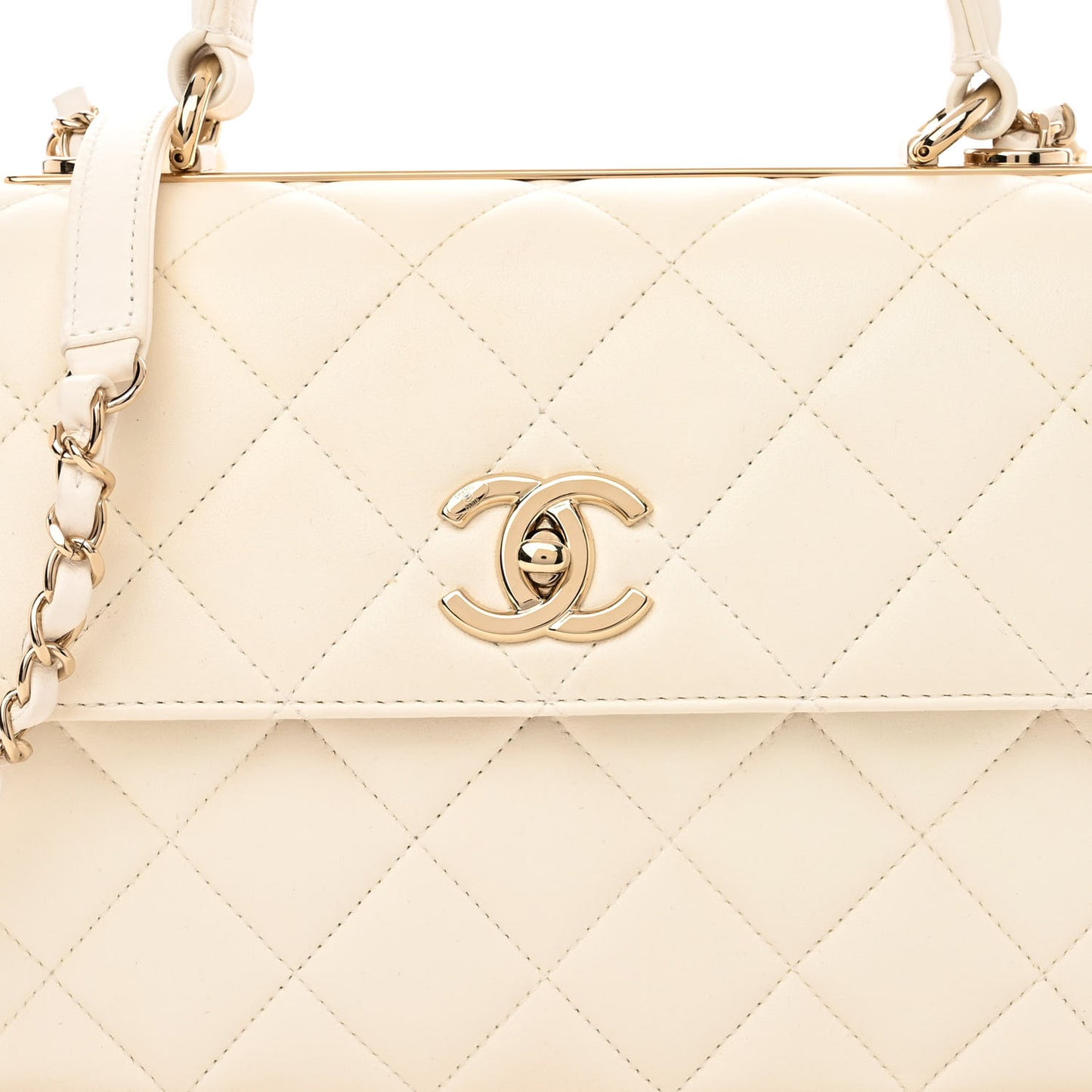 Lambskin Quilted Small Trendy CC Dual Handle Flap Bag White