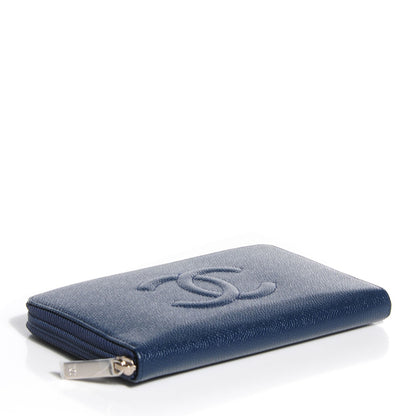 Chanel Caviar Large Timeless CC Zip Around Wallet Navy Blue 4 of 9