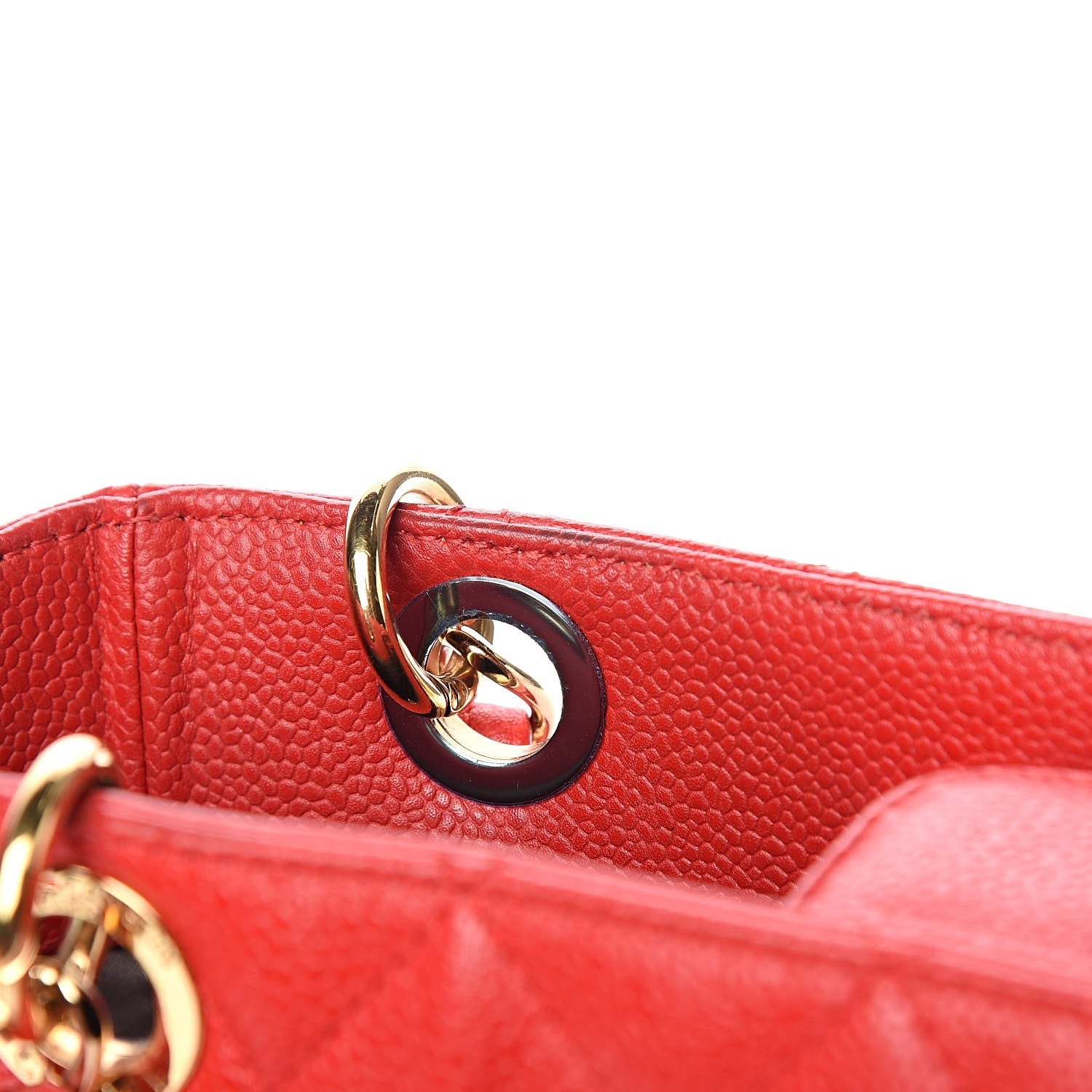 Chanel Caviar Quilted Petit Shopping Tote PST Red 11 of 15