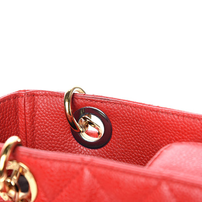 Chanel Caviar Quilted Petit Shopping Tote PST Red 11 of 15