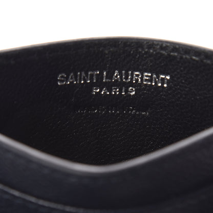 Saint Laurent Grain De Poudre Matelasse Monogram Chevron Credit Card Case Deep Marine 6 of 7