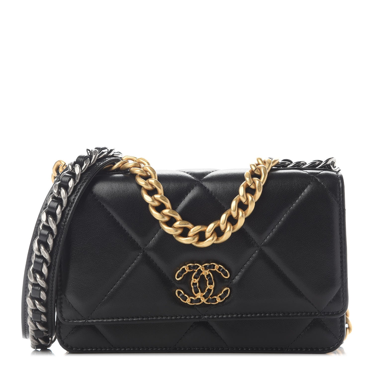 Chanel Lambskin Quilted Chanel 19 Wallet On Chain WOC Black 1 of 10