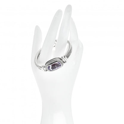 David Yurman Sterling Silver Diamond Amethyst Elongated Albion Cable Bracelet 2 of 4