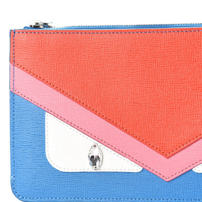 Fendi Vitello Elite Crystal Eye Monster Zip Pouch Royal Blue Papavero Multicolor 8 of 10