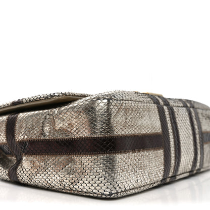 Chanel Metallic Snakeskin Jumbo Single Flap Light Gold Bronze 9 of 10