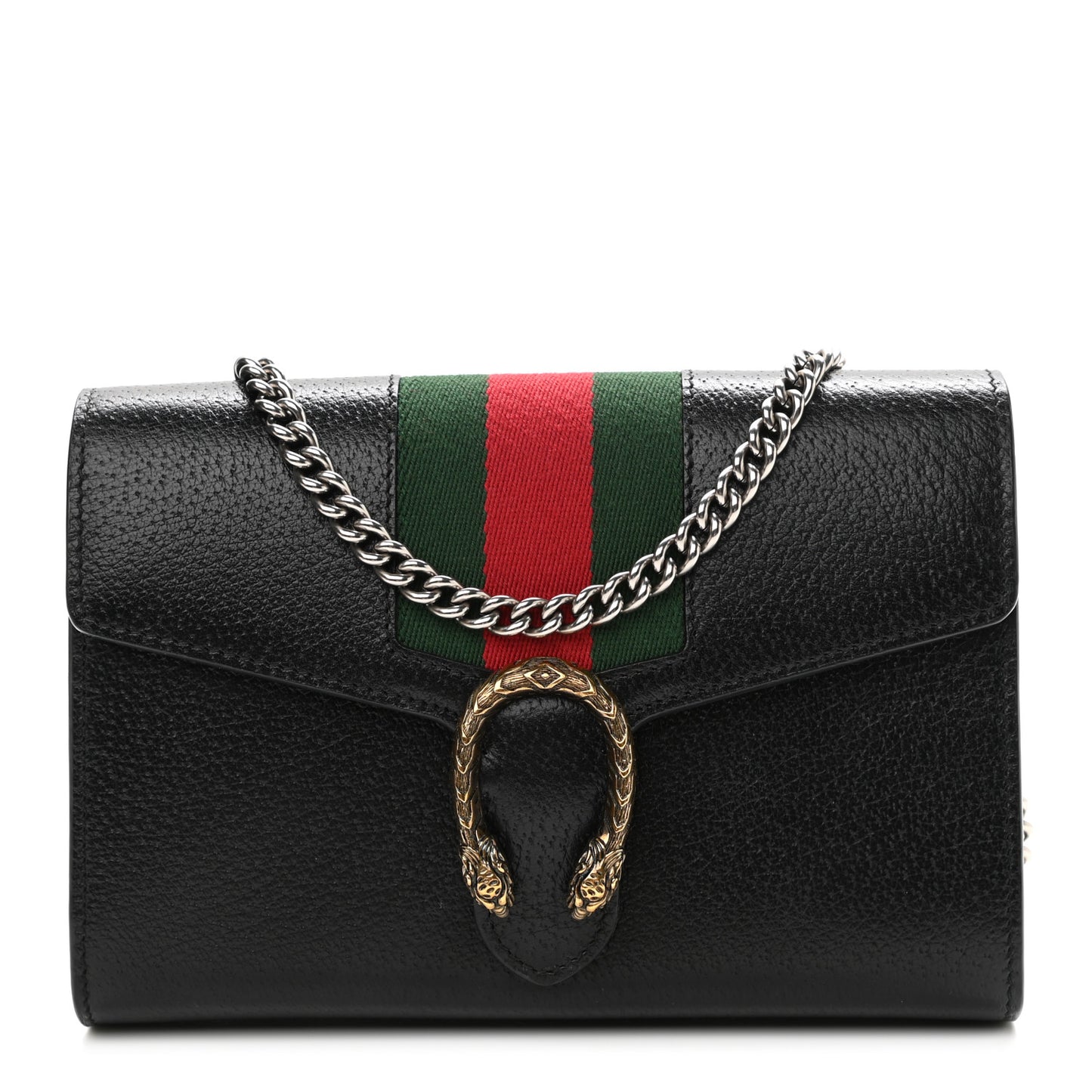Calfskin Web Mini Dionysus Chain Wallet Black