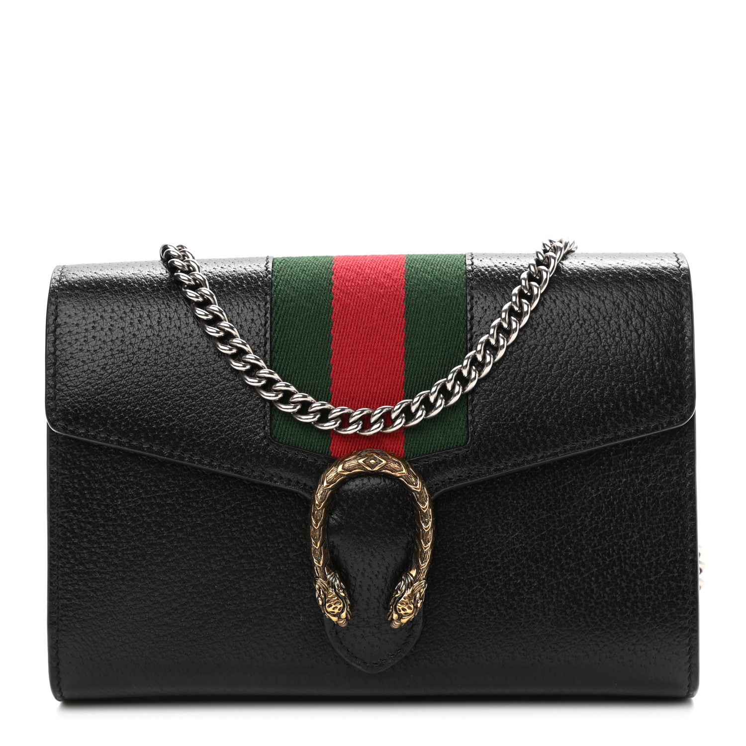 Gucci Calfskin Web Mini Dionysus Chain Wallet Black 1 of 11
