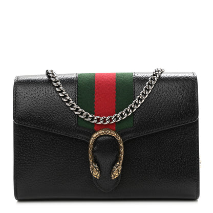 Gucci Calfskin Web Mini Dionysus Chain Wallet Black 1 of 11