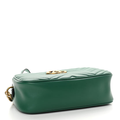 Gucci Calfskin Matelasse Small GG Marmont Chain Shoulder Bag Emerald Green 4 of 9