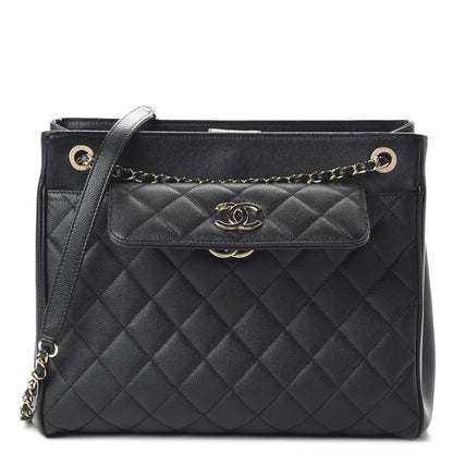 Chanel Caviar Quilted In Out Flap Shopping Tote Black 1 of 11