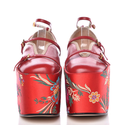 Gucci Malaga Kid Silk Hannelore Detachable Platform Slide 37 Hibiscus Red 2 of 18