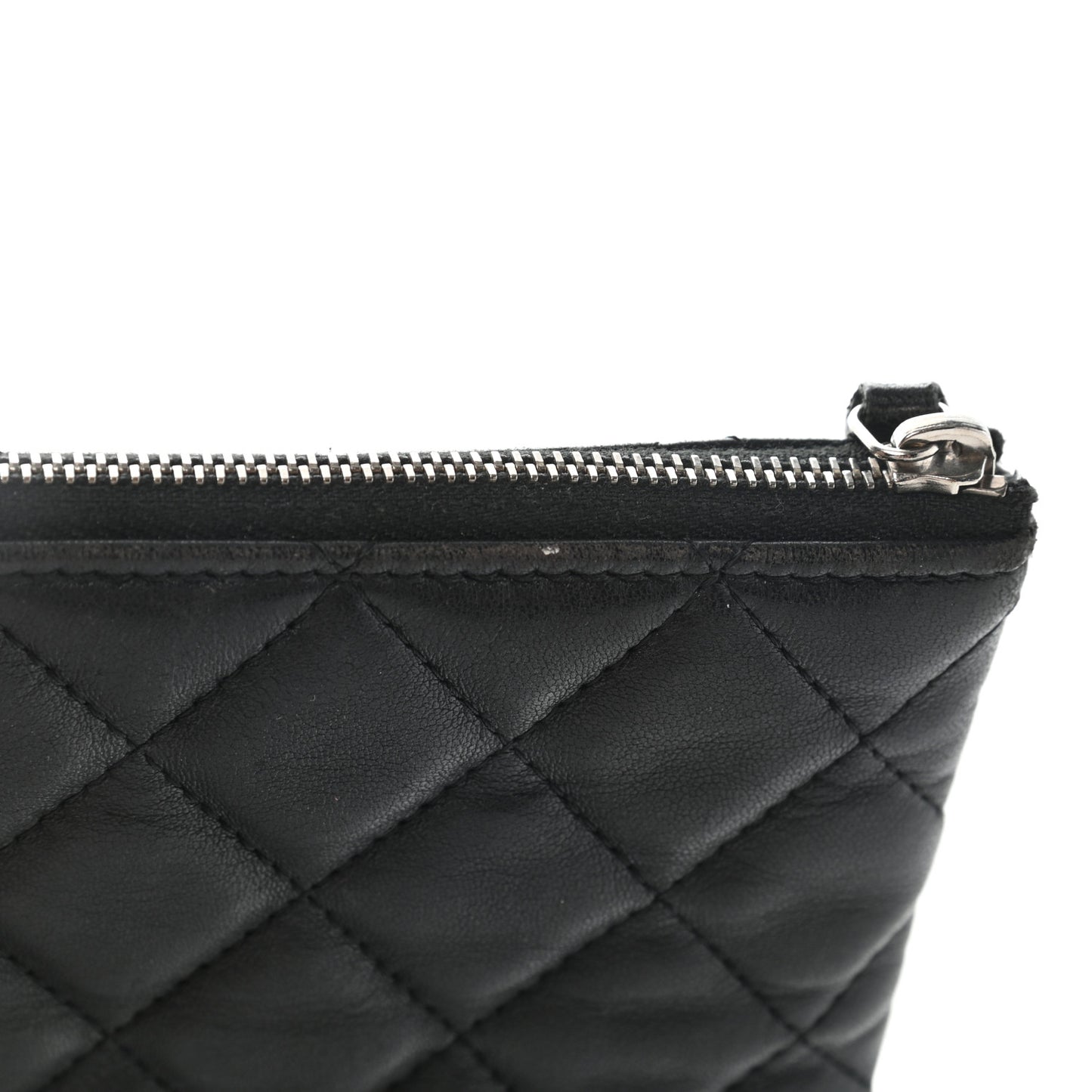 Lambskin Quilted Large Cosmetic Case Black
