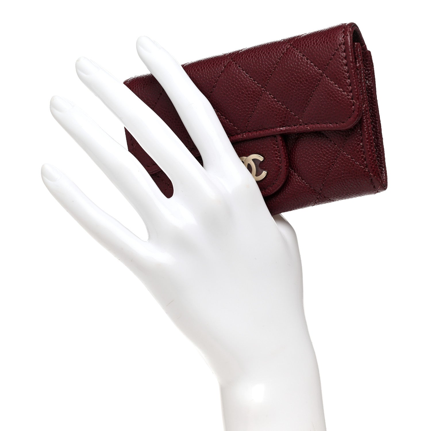 Chanel Caviar Quilted Flap Card Holder Wallet Burgundy 2 of 9