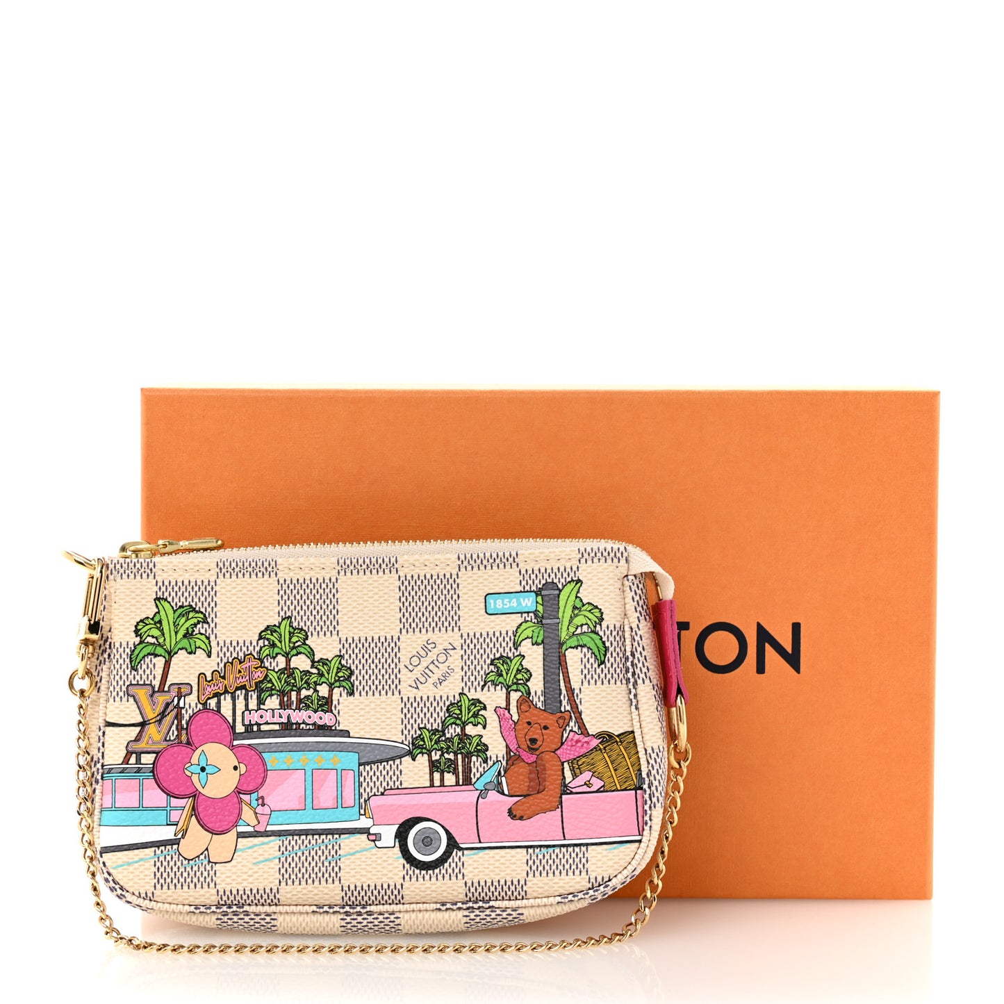Damier Azur 2021 Christmas Animation Hollywood Mini Pochette Accessories Fuchsia