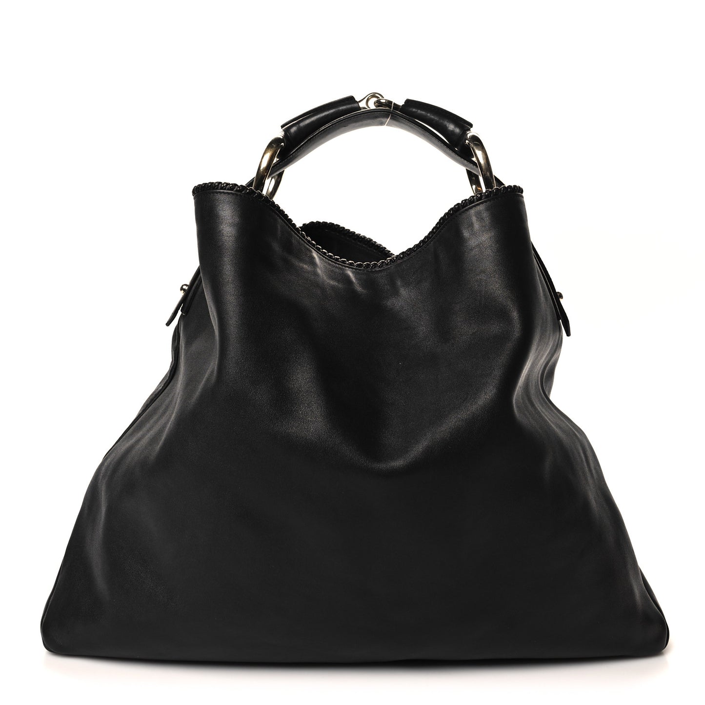 Calfskin Large Horsebit Chain Hobo Black
