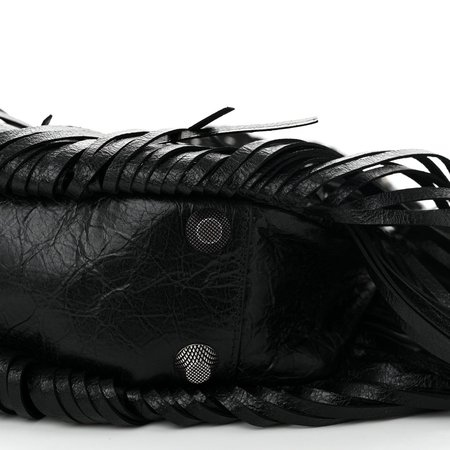 Agneau Arena Small Le Cagole Fringe Shoulder Bag Black