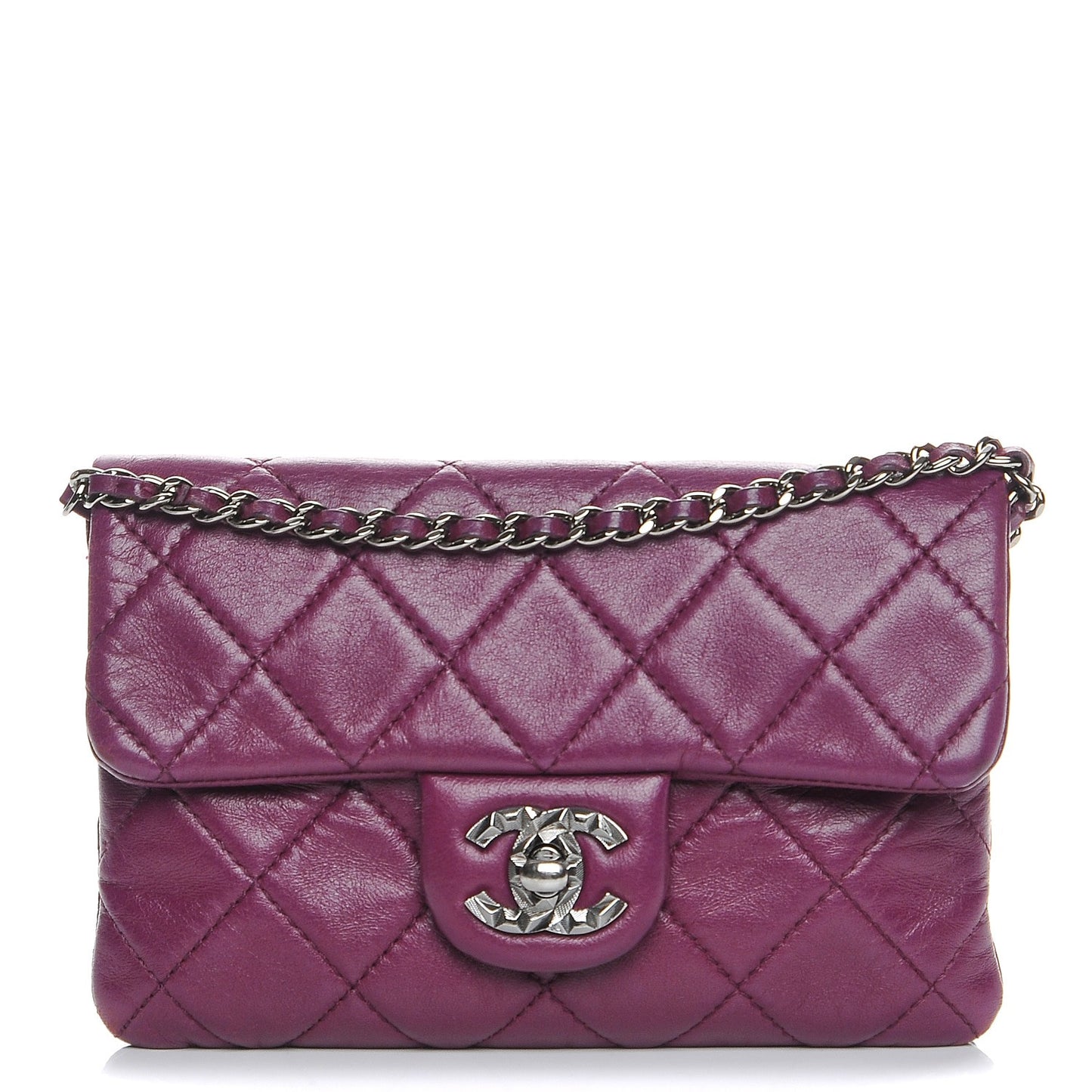 Lambskin Quilted Mini Mineral Nights Flap Crossbody Bag Purple