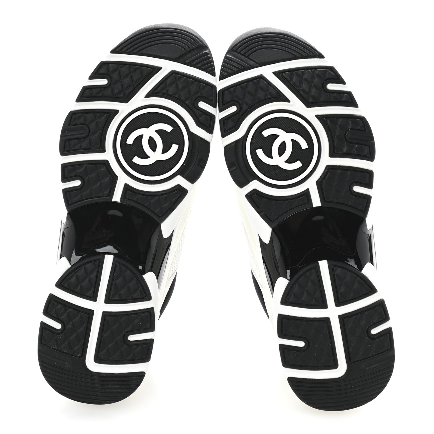 Mesh Suede Calfskin Grained Calfskin Womens CC Sneakers 37.5 White Black