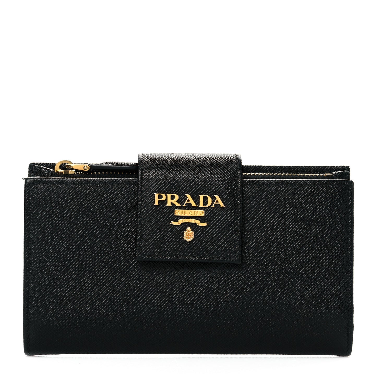 Saffiano Metal Tab Wallet Black