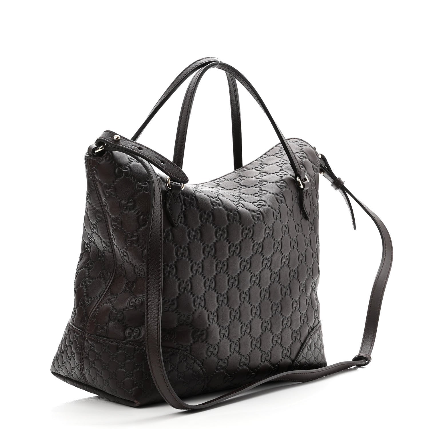 Gucci Guccissima Medium Bree Foldover Tote Chocolate 3 of 10