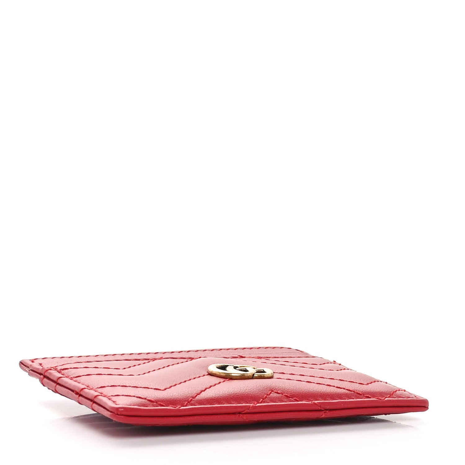 Gucci Calfskin Matelasse GG Marmont Card Holder Hibiscus Red 4 of 8