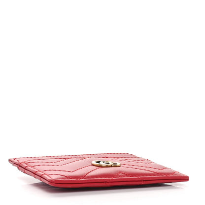 Gucci Calfskin Matelasse GG Marmont Card Holder Hibiscus Red 4 of 8