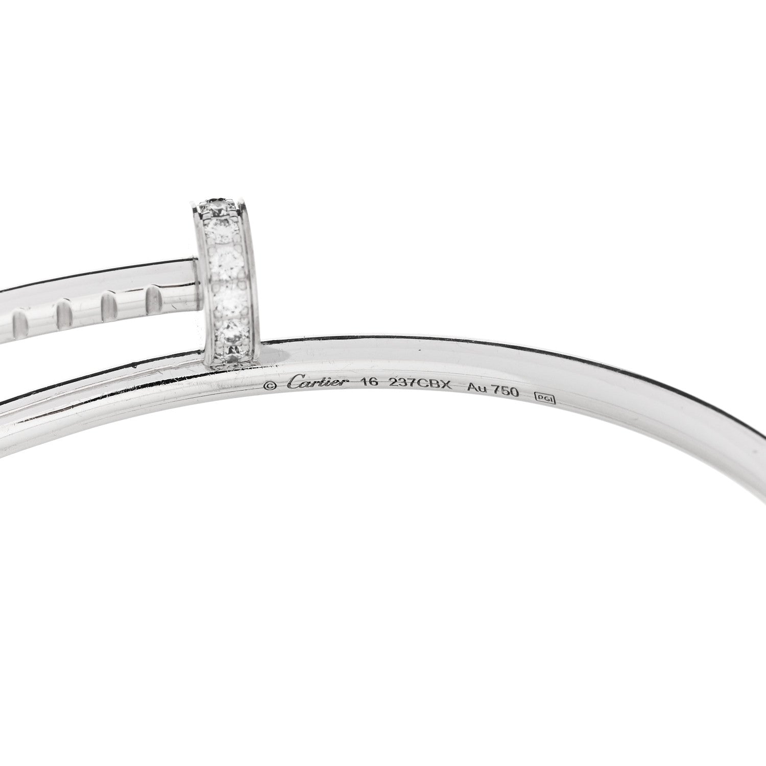 Cartier 18K White Gold Diamond Small Juste Un Clou Bracelet 16 4 of 5