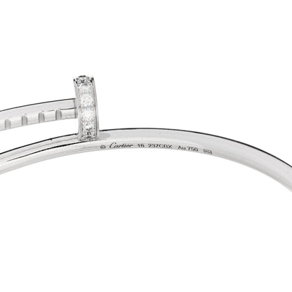 Cartier 18K White Gold Diamond Small Juste Un Clou Bracelet 16 4 of 5