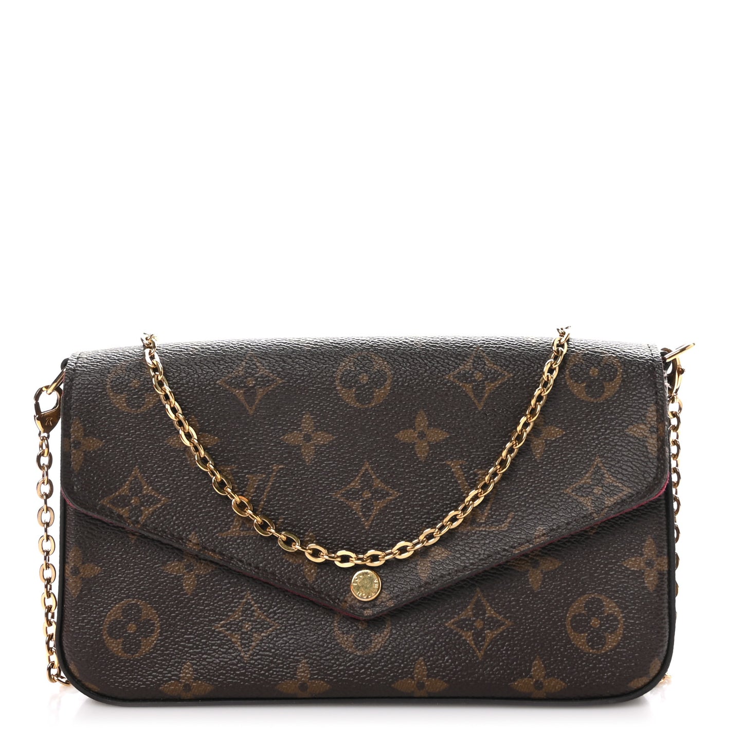 Monogram Pochette Felicie Chain Wallet Fuchsia