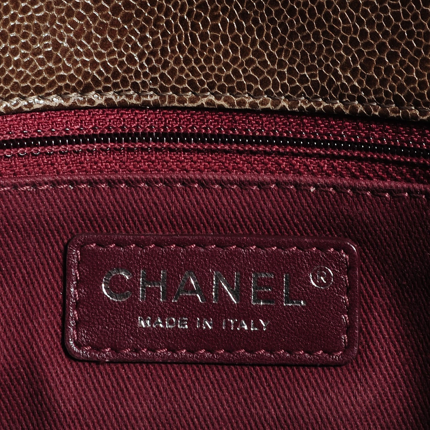 Crumpled Grained Calfskin CC Crave Jumbo Flap Brown