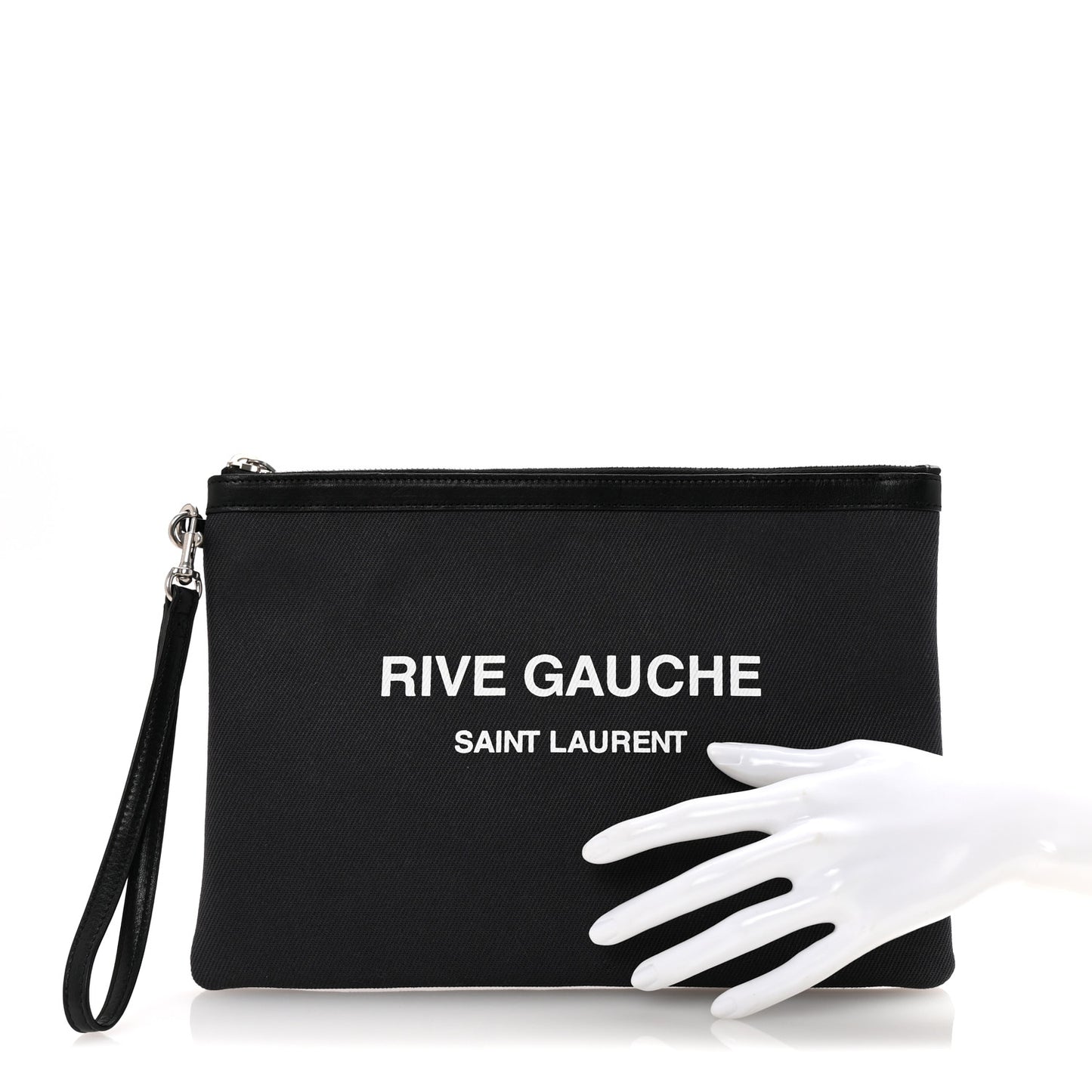 Linen Canvas Rive Gauche Zipped Pouch Black