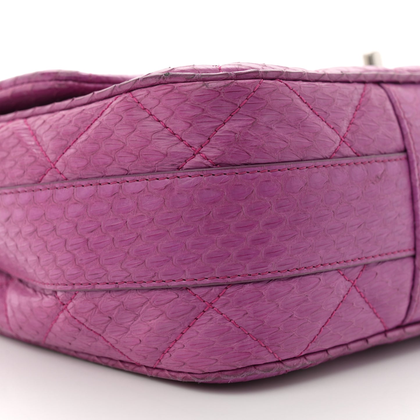 Elaphe Snakeskin Quilted Jumbo Easy Carry Flap Purple
