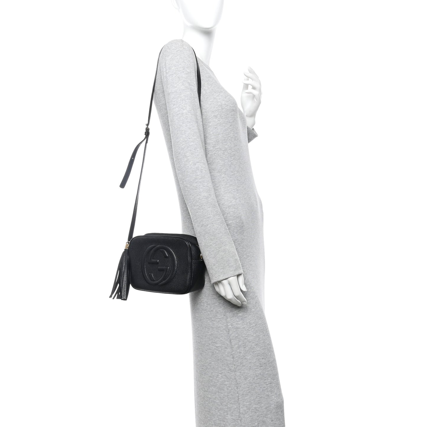 Pebbled Calfskin Small Soho Disco Bag Black