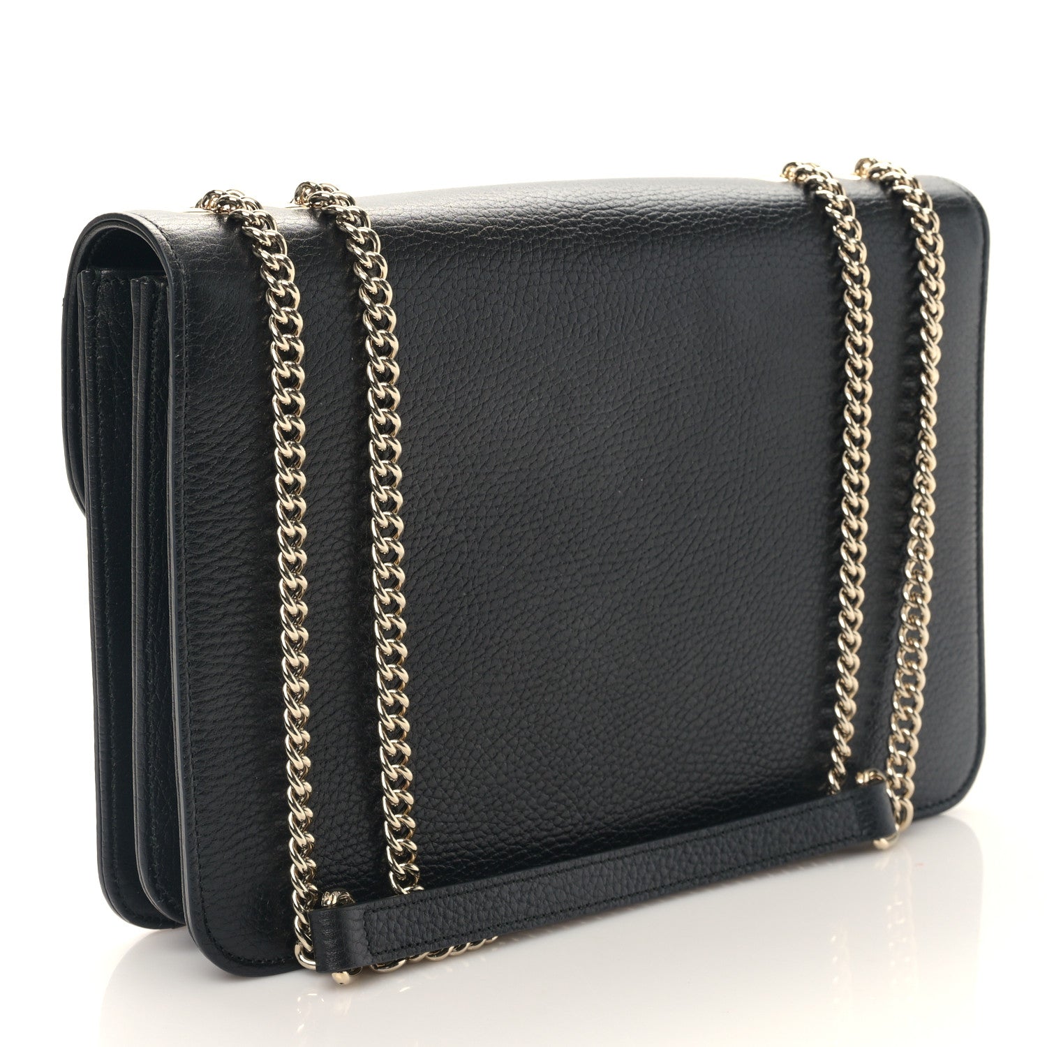 Gucci Dollar Calfskin Interlocking G Shoulder Bag Black 3 of 9
