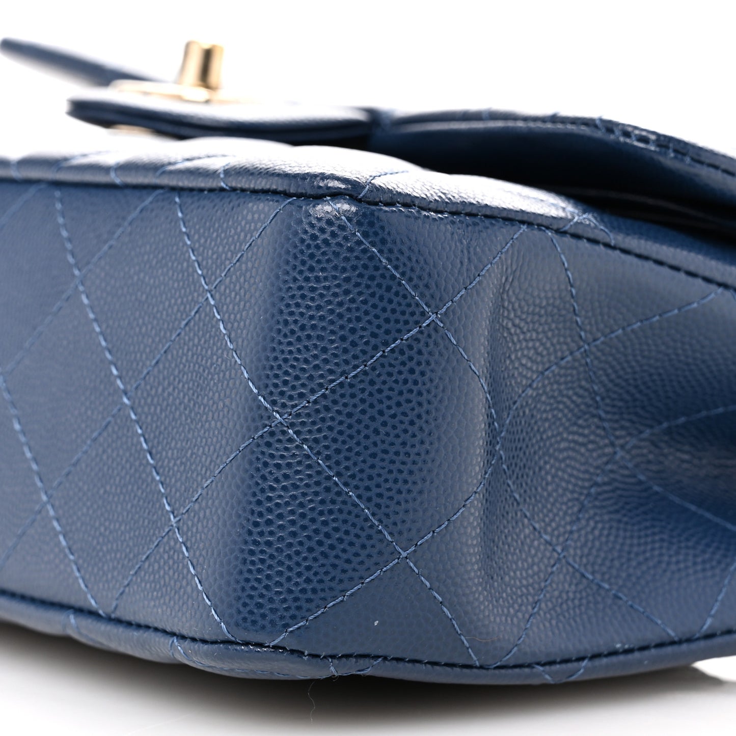 Caviar Quilted Small Double Flap Navy
