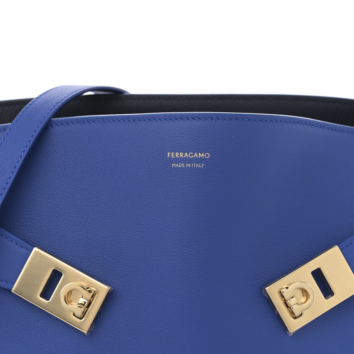 Calfskin Soft Bicolor Small Hug Shoulder Bag Klein Midnight