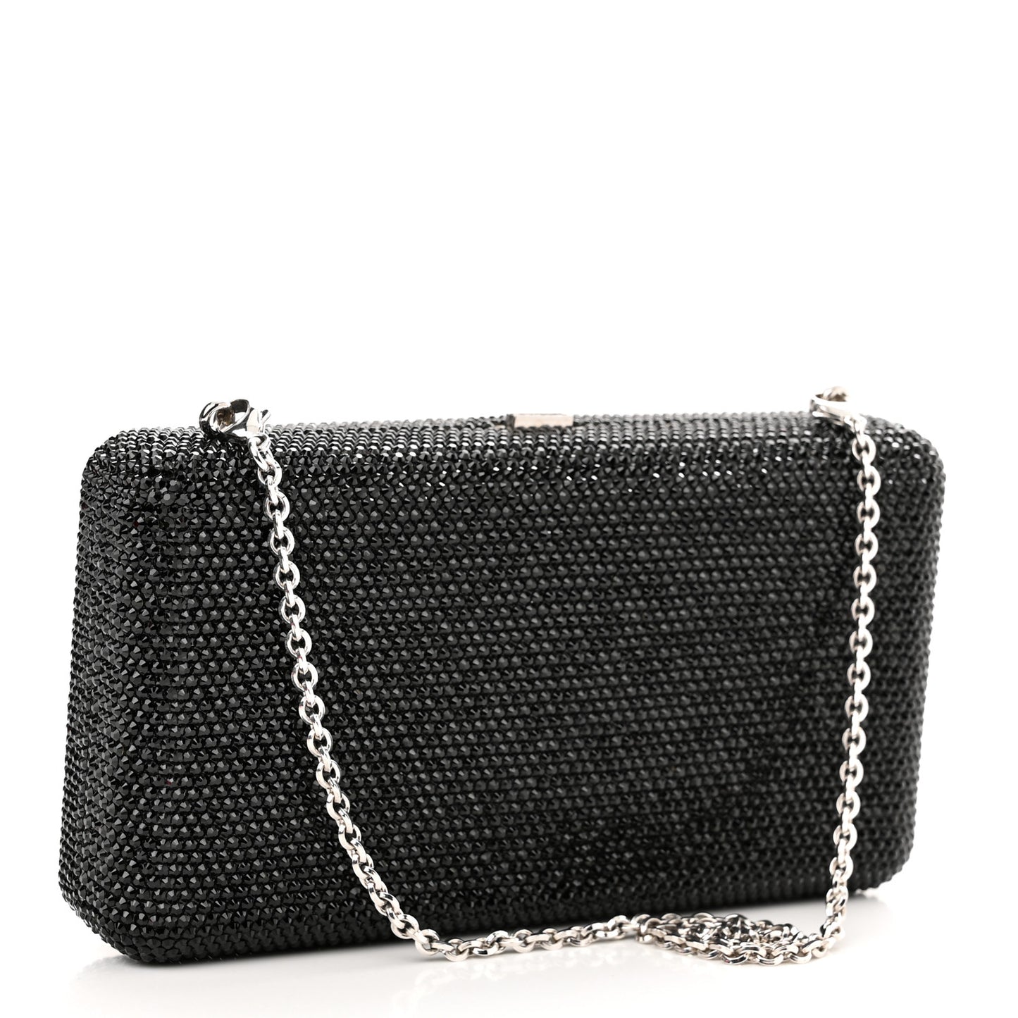 Crystal Bespoke Slim Slide Clutch Black Silver