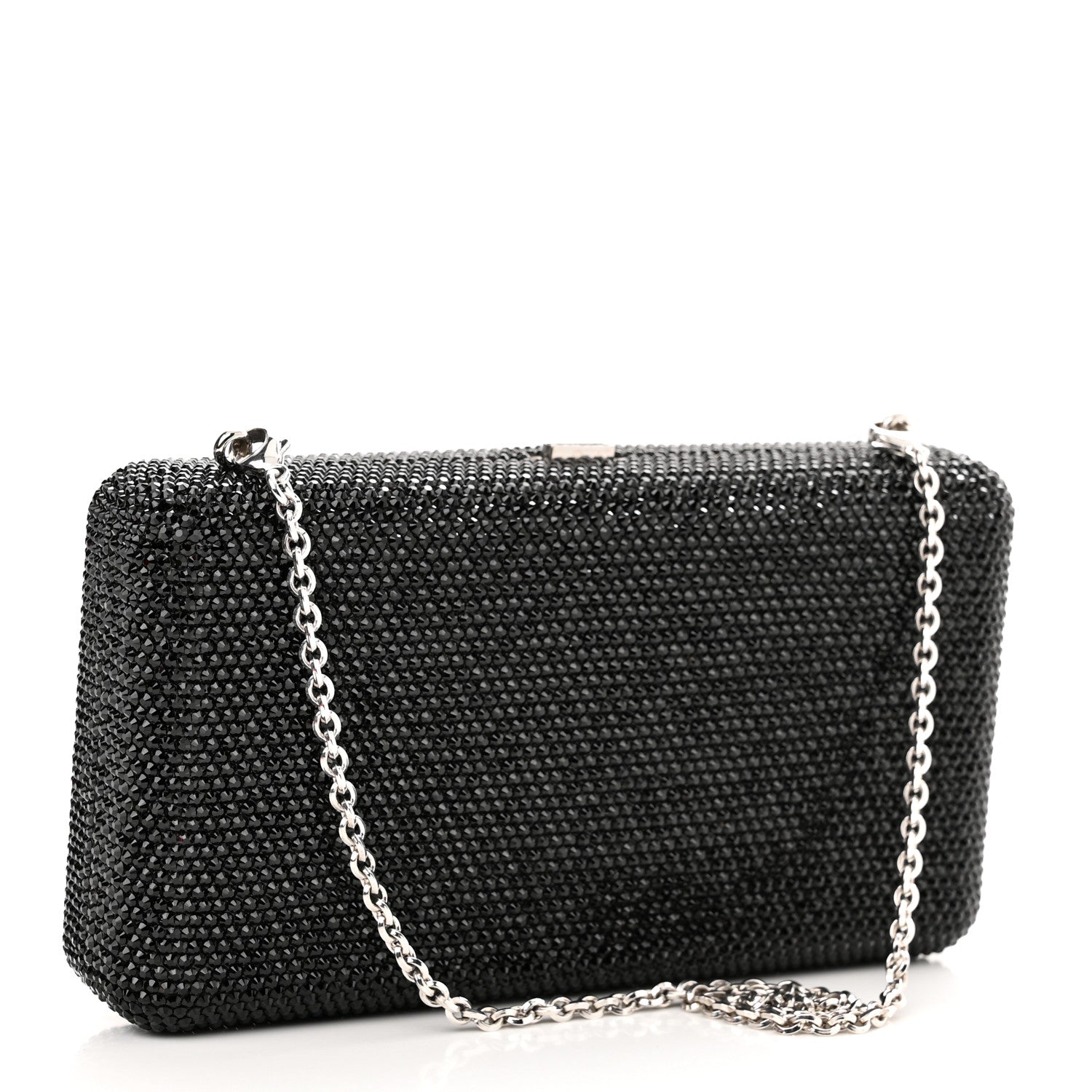 Judith Leiber Crystal Bespoke Slim Slide Clutch Black Silver 3 of 9