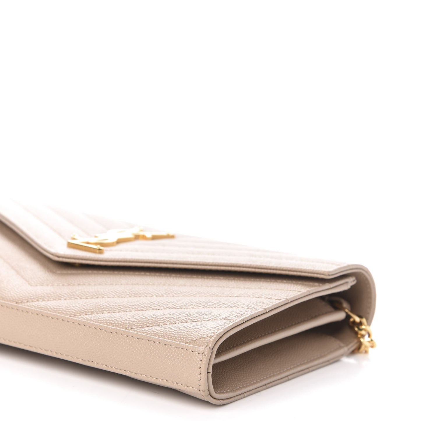 Grain De Poudre Matelasse Chevron Monogram Chain Wallet Dark Beige
