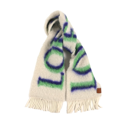 Loewe Mohair Wool Logo Scarf White Multicolor 1 of 4